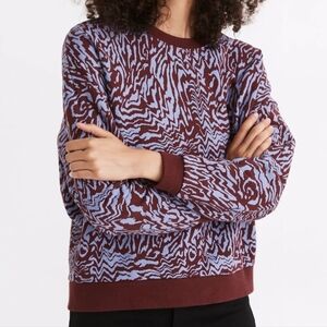 Madewell Women's Cotton Oversized Sweatshirt in Tigerized Print Size Small